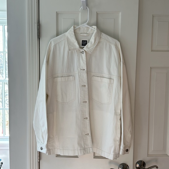 NWT GAP Oversized Denim Shirt/Jacket - Size L - White - Picture 4 of 5